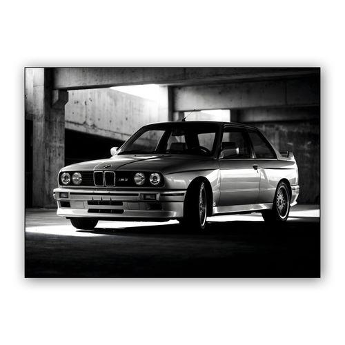 BMW E30 M3 Monochrome Garage Portrait wall art poster