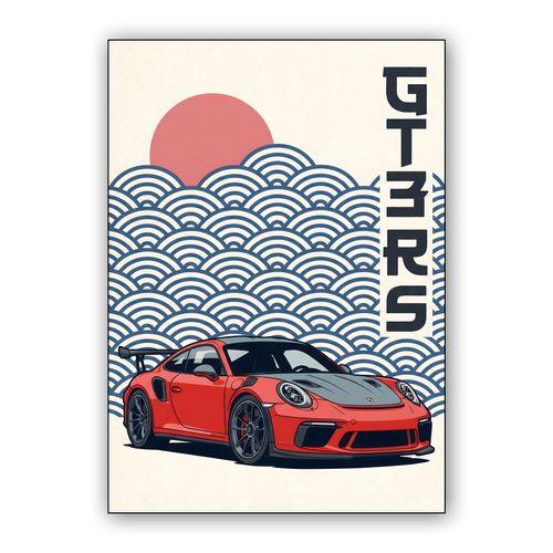 Porsche 911 GT3 RS Japanese Wave Fusion Art wall art poster