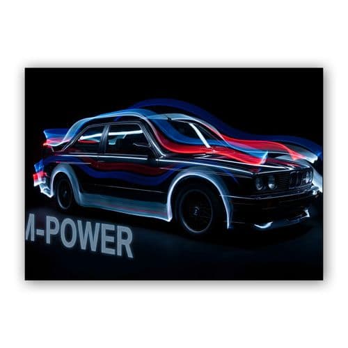 BMW E30 M3: Kinetic M-Power Light Painting wall art poster