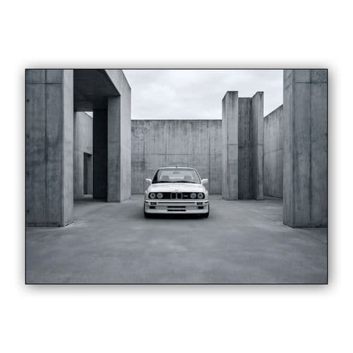 BMW E30 M3: Brutalist Frontal Study wall art poster