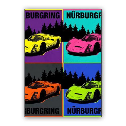 Porsche 906 Pop Art Grid: Nürburgring Colors wall art poster