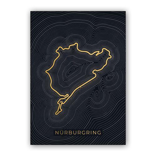 Nürburgring Golden Topography Map wall art poster