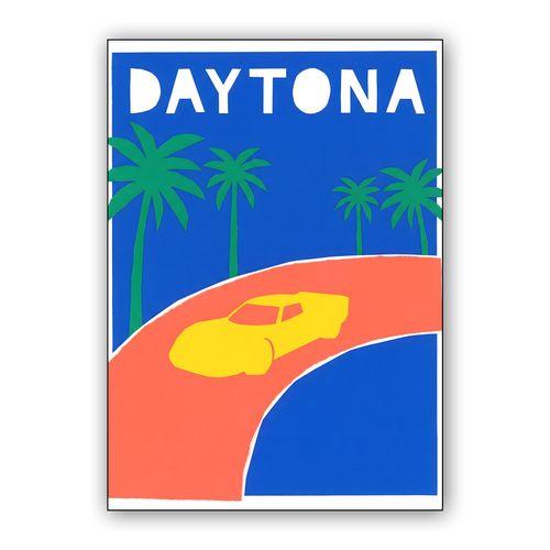 Daytona Sun: Minimalist Paper Cutout Race Poster wall art poster