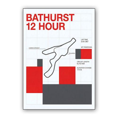 Bathurst 12 Hour: Mount Panorama Modernist Infographic wall art poster