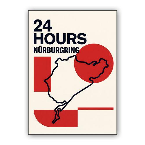24 Hours Nürburgring: Modernist Track Map wall art poster