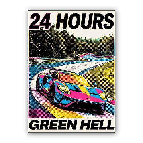 Nürburgring 24h Neon Pulse: Ford GT Green Hell Poster wall art poster