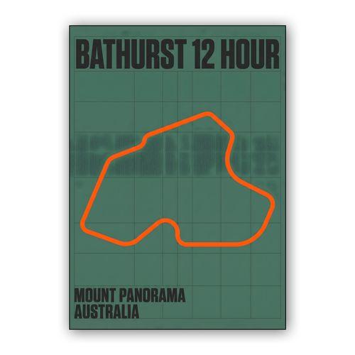 Bathurst 12 Hour: Minimalist Mount Panorama Track Map wall art poster