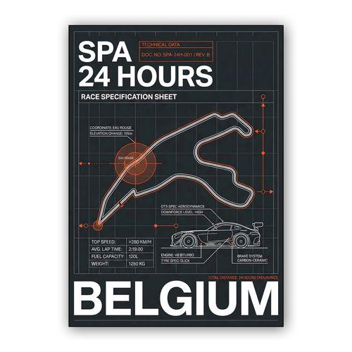 Spa 24 Hours Technical Blueprint: Belgium's Racing Heritage wall art poster