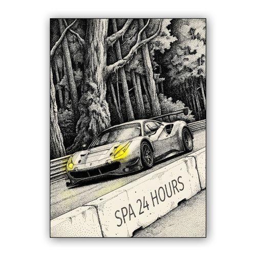 Ardennes Ink: Ferrari 488 GT3 at the Spa 24 Hours wall art poster