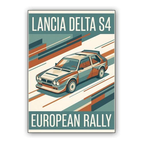 European Rally Legend: Lancia Delta S4 Retro Poster wall art poster