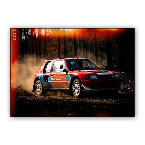 Peugeot 205 T16: Forest Stage Fire wall art poster