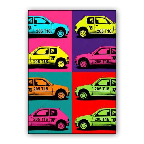 Peugeot 205 T16 Pop Art: Group B Color Grid wall art poster