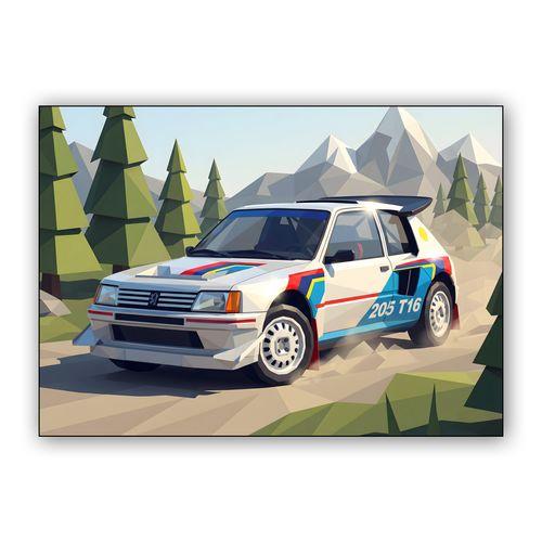 Peugeot 205 T16 Low-Poly Rally Legend wall art poster
