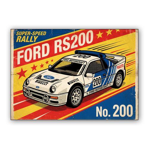 Ford RS200: Super-Speed Rally Vintage Poster wall art poster