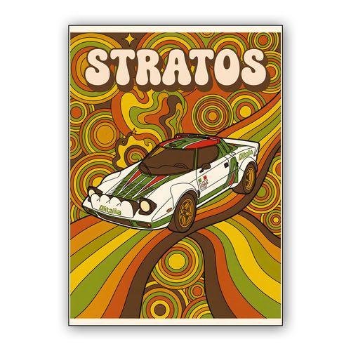 Psychedelic Stratos: 70s Rally Groove wall art poster