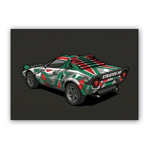 Geometric Wedge: Lancia Stratos HF Modern Alitalia Concept wall art poster