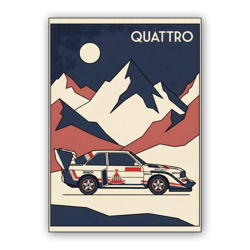 Audi Quattro S1 E2: Mountain Night Vintage Poster wall art poster