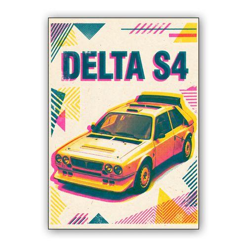 Lancia Delta S4: 80s Memphis Style Rally Legend wall art poster