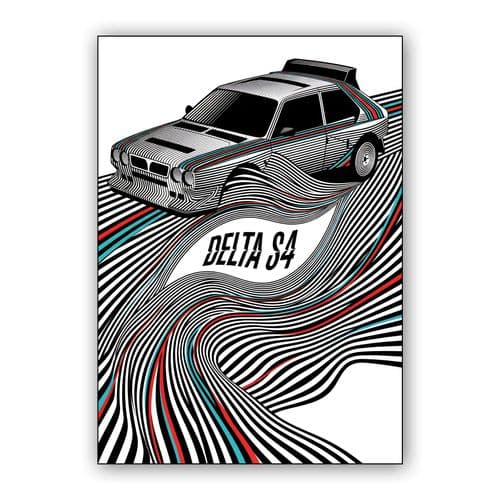 Lancia Delta S4: Op-Art Rally Flow wall art poster