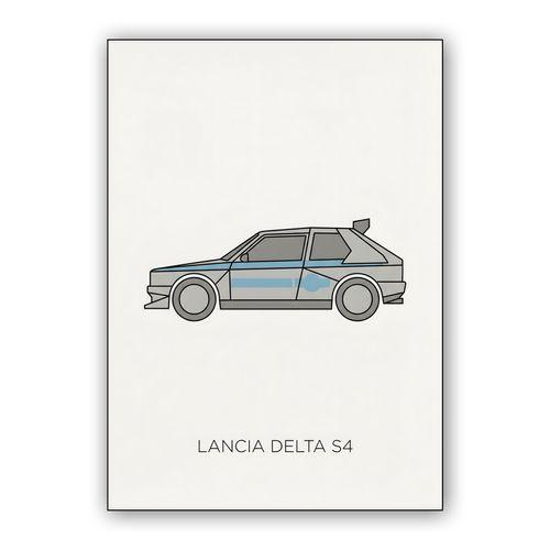 Lancia Delta S4: Minimalist Group B Profile wall art poster