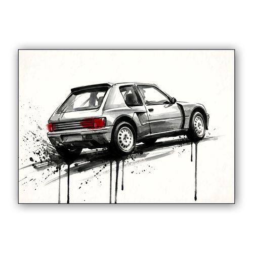 Peugeot 205 T16: Ink Flow Heritage wall art poster