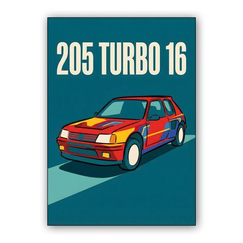 Peugeot 205 Turbo 16 Vintage Graphic wall art poster