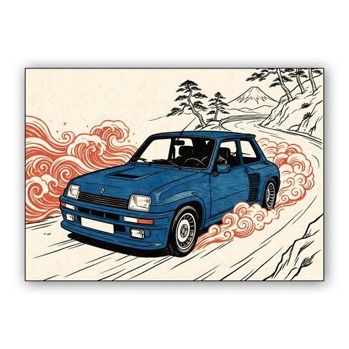 Renault R5 Turbo Ukiyo-e Drift wall art poster