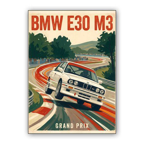 BMW E30 M3 Grand Prix Vintage Poster wall art poster