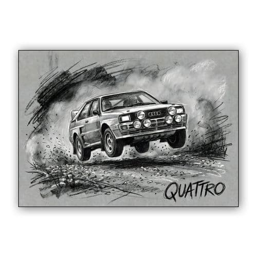 Audi Sport Quattro S1 Rally Jump Sketch wall art poster