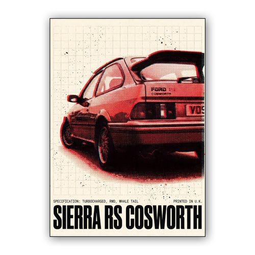 Ford Sierra RS Cosworth Halftone Technical Poster wall art poster