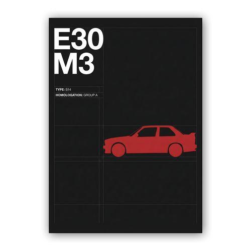 BMW E30 M3 S14 Group A Poster wall art poster