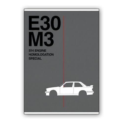 BMW E30 M3 Homologation Special Graphic wall art poster