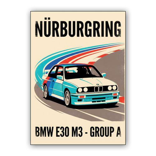 BMW E30 M3 Nürburgring Group A Vintage Poster wall art poster