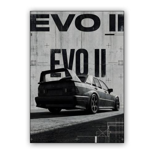 Mercedes 190E Evolution II Industrial Graphic wall art poster