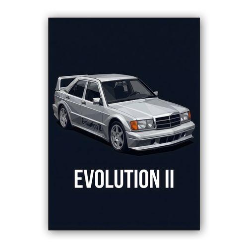 Mercedes 190E Evolution II Low Poly Graphic wall art poster