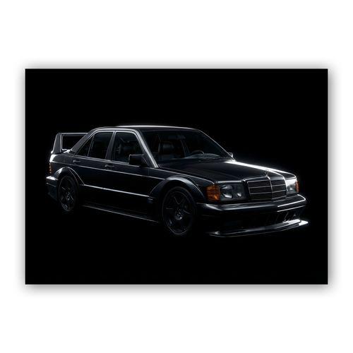 Mercedes 190E Evolution II Studio Silhouette wall art poster