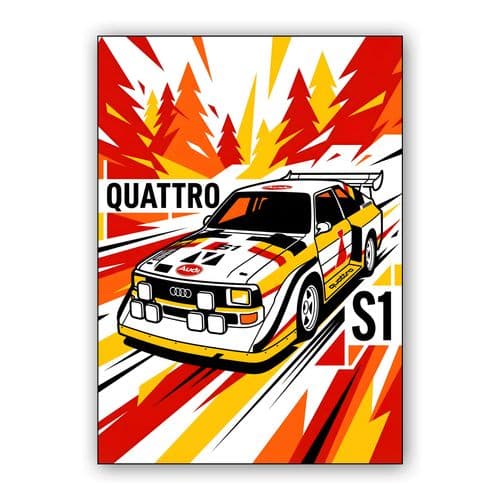 Audi Sport Quattro S1 Rally Speed Graphic wall art poster