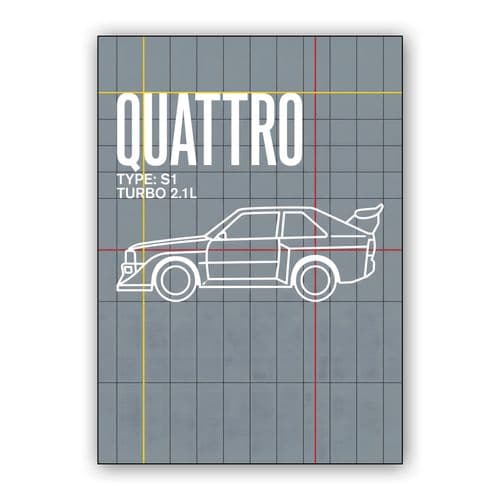 Audi Sport Quattro S1 Technical Grid Graphic wall art poster