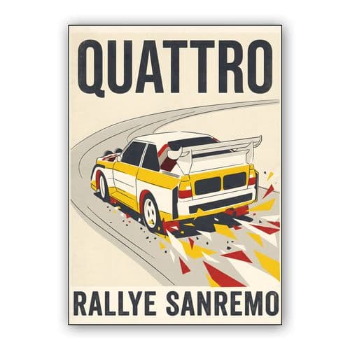 Audi Quattro S1 Rallye Sanremo Vintage Graphic wall art poster
