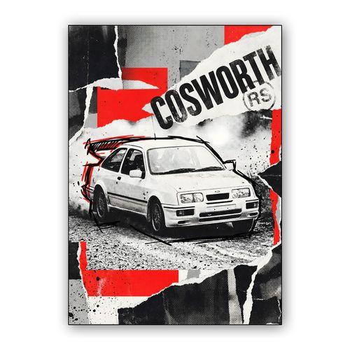 Ford Sierra RS Cosworth Torn Paper Collage wall art poster