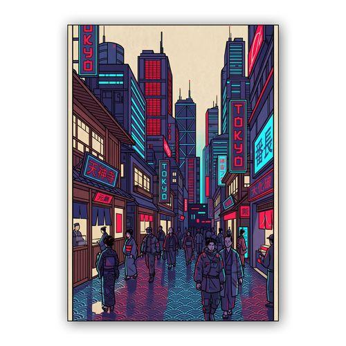 Cyberpunk Tokyo: Neon Tradition wall art poster