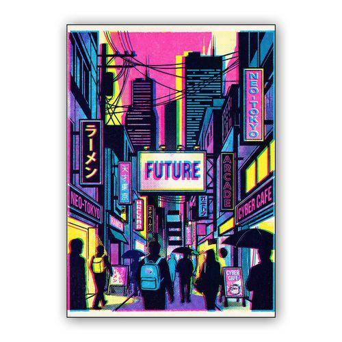Neo-Tokyo Future: Cyberpunk Streetscape wall art poster