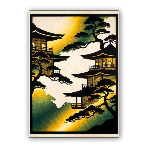 Techno-Zen: The Circuitry Pagoda wall art poster