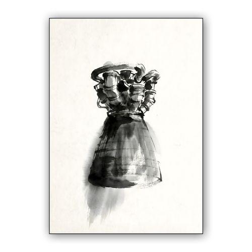 F-1 Rocket Engine Ink Wash Illustration wall art poster