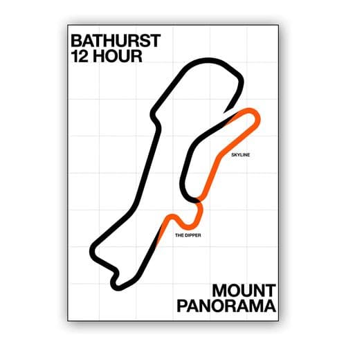 Mount Panorama Bathurst 12H Minimalist Map wall art poster