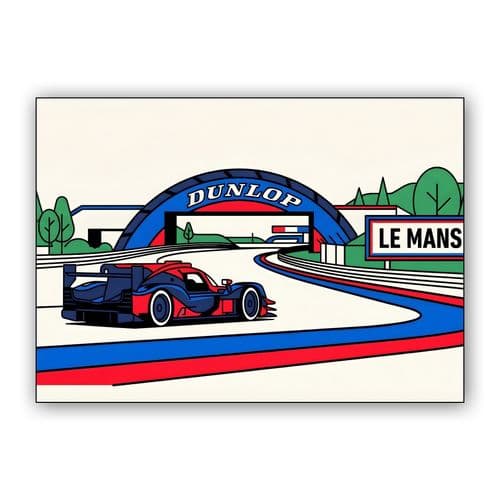 Le Mans Cadillac Hypercar Dunlop Bridge Illustration wall art poster