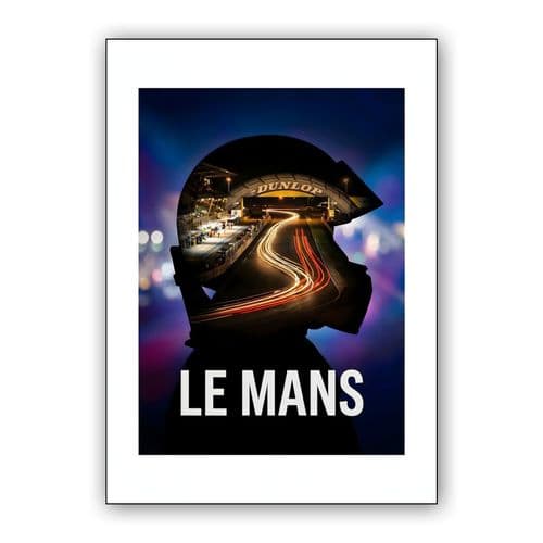 Le Mans 24 Midnight Helmet Double Exposure Art wall art poster