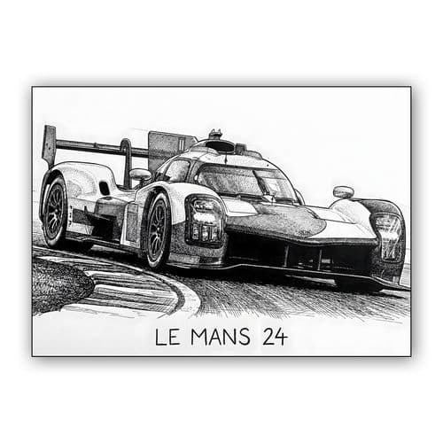 Le Mans 24 Hypercar Pen and Ink Drawing wall art poster
