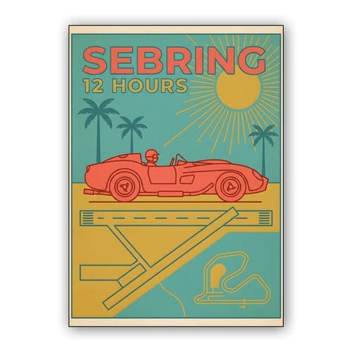 Sebring 12 Hours Vintage Florida Racing Poster wall art poster