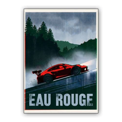 Eau Rouge Ascent Porsche 911 GT3 R Vintage Poster wall art poster